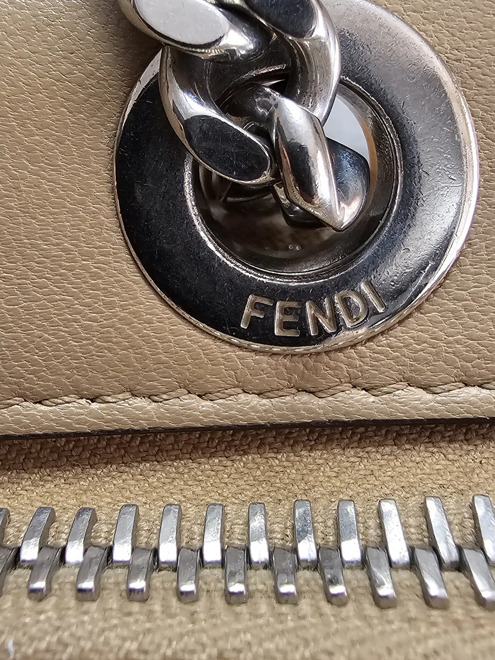 Fendi Dotcom Quilted Leather Shoulder Bag with Silver Chain